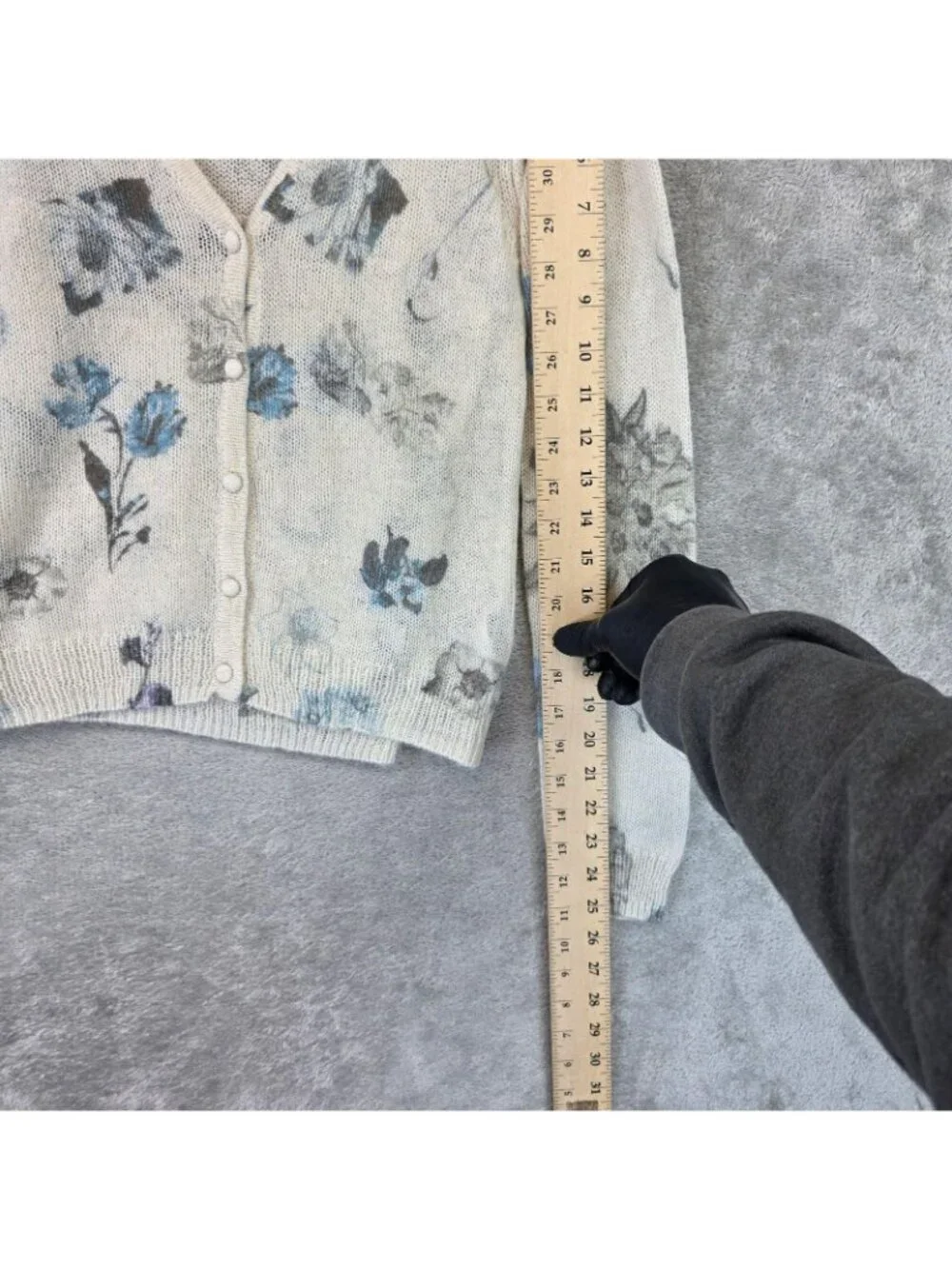 Desigual Cardigan Sweater Set Womens Small Cream Blue Floral Open Knit Sheer
